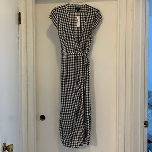 J. Crew navy and white gingham wrap dress